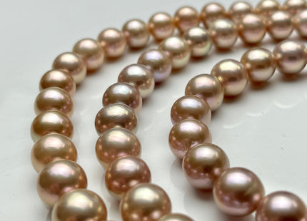 10-11.5mm AAAAA Very Rare Natural Pink With Gold Sheen Freshwater Round Edison Pearl Bead High Luster Genuine Edison Pearl 38 Beads #P1894