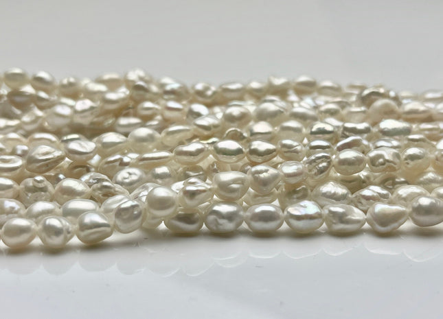 5-6x7-8 mm AAA Natural White Keshi Freshwater Pearls Beads Genuine High Luster Rice Nugget Shape Small Keshi Freshwater Pearl #P1895