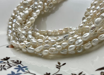 5-6x7-8 mm AAA Natural White Keshi Freshwater Pearls Beads Genuine High Luster Rice Nugget Shape Small Keshi Freshwater Pearl #P1895