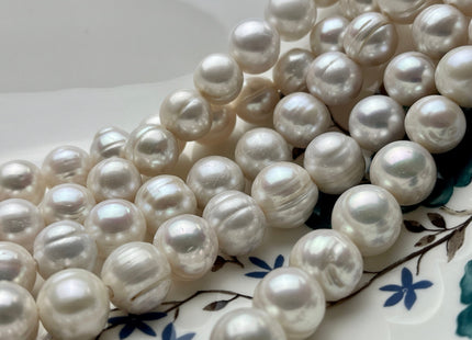 12-13 mm Half Strand Natural White Potato Large Hole Freshwater Pearl Beads Hole size 2.2 mm Genuine White Potato Pearls 17 Beads #P1897