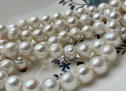 12-13 mm Half Strand Natural White Potato Large Hole Freshwater Pearl Beads Hole size 2.2 mm Genuine White Potato Pearls 17 Beads #P1897