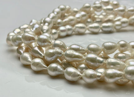 8-9x10-11 mm Natural White Teardrop Baroque Pearl Beads Genuine Natural Freshwater Baroque Pearls 30-35 Beads #P1901