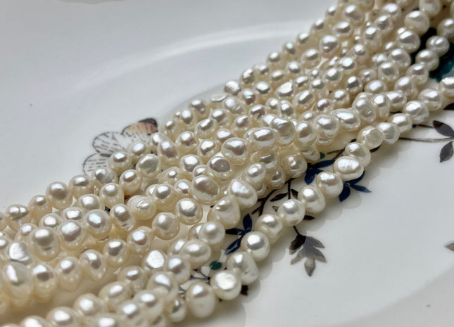 5-6 mm AA Freshwater Pearl Nugget Freshwater Pearl Beads Genuine Natural White High Luster Potato Nugget Pearls 74 Beads #P1903