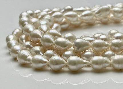 8-9x11-12 mm AA Natural White Teardrop Baroque Pearl Beads Genuine Natural Freshwater Baroque Pearls 35 Beads #P1904