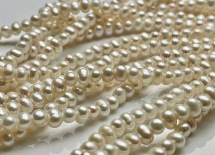 5-6 mm Half Strand White Potato Freshwater Pearl Beads 1.5 mm Hole Large Hole Beads Genuine Large Hole White Pearls #P1948