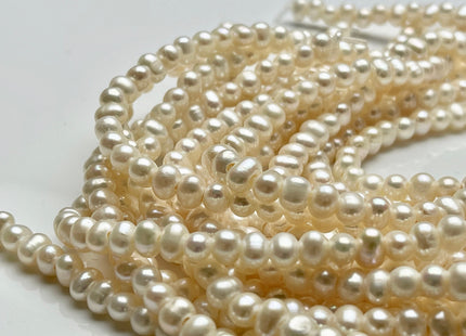 5-6 mm Half Strand White Potato Freshwater Pearl Beads 1.5 mm Hole Large Hole Beads Genuine Large Hole White Pearls #P1948