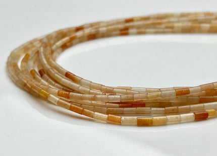 2x4 mm Tube Shape Natural Aventurine Gemstone Beads Genuine Peach And Pink Aventurine Gemstones Loose Spacer Beads 15.5 Inches Strand #3902