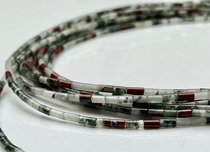 2x4 mm Tube Shape Natural African Bloodstone Gemstone Beads Genuine Red Green Bloodstone Gemstones Spacer Beads 15.5 Inches Strand #3903