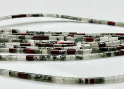 2x4 mm Tube Shape Natural African Bloodstone Gemstone Beads Genuine Red Green Bloodstone Gemstones Spacer Beads 15.5 Inches Strand #3903
