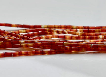 2x4 mm Tube Shape Natural Agate Gemstone Beads Genuine Orange Red Carnelian Color Agate Gemstone Loose Spacer Beads 15.5 Inches Strand #3905