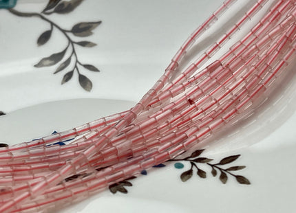 2x4 mm Tube Shape Natural Watermelon Quartz Gemstone Beads Genuine Pink Color Quartz Gemstones Loose Spacer Beads 15.5 Inches Strand #3916
