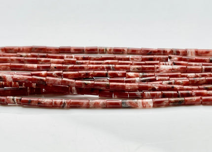 2x4 mm Tube Shape Natural Sesame Jasper Gemstone Beads Genuine Red And White Jasper Gemstones Loose Spacer Beads 15.5 Inches Strand #3917
