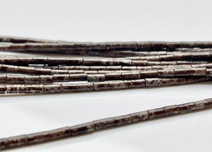 2x4 mm Tube Shape Natural Snowflake Jasper Gemstone Beads Genuine Spotted Gray Jasper Gemstones Loose Spacer Beads 15.5 Inches Strand #3918