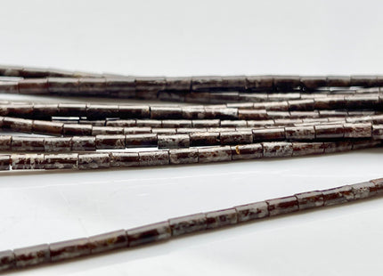 2x4 mm Tube Shape Natural Snowflake Jasper Gemstone Beads Genuine Spotted Gray Jasper Gemstones Loose Spacer Beads 15.5 Inches Strand #3918