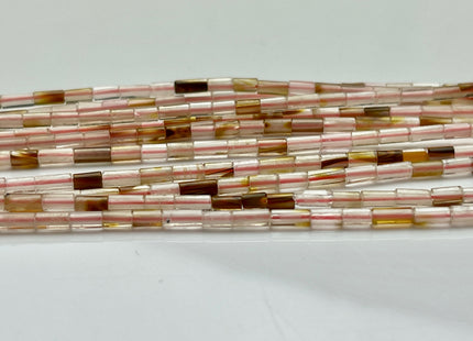 2x4 mm Tube Shape Natural Watermelon Quartz Gemstone Beads Genuine Brown Pink Quartz Gemstones Loose Spacer Beads 15.5 Inches Strand #3921