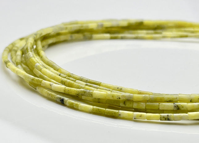 2x4 mm Tube Shape Yellow Turquoise Gemstone Beads Yellow Green Color Gemstone Loose Spacer Beads 15.5 Inches Strand #3922