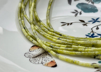 2x4 mm Tube Shape Yellow Turquoise Gemstone Beads Yellow Green Color Gemstone Loose Spacer Beads 15.5 Inches Strand #3922