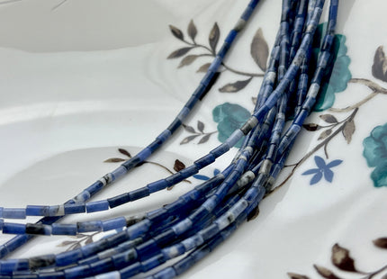 2x4 mm Tube Shape Natural Sodalite Gemstone Beads Genuine Multi Blue Color Sodalite Gemstones Loose Spacer Beads 15.5 Inches Strand #3924