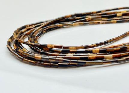2x4 mm Tube Shape Natural Tiger Eye Gemstone Beads Genuine Yellow And Brown Tiger Eye Gemstones Loose Spacer Beads 15.5 Inches Strand #3925