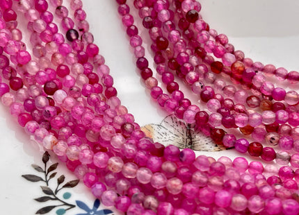 4 mm Faceted Round Multi Pink Agate Gemstone Beads Genuine Agate Gemstone Loose Beads 14 Inches Strand #2743