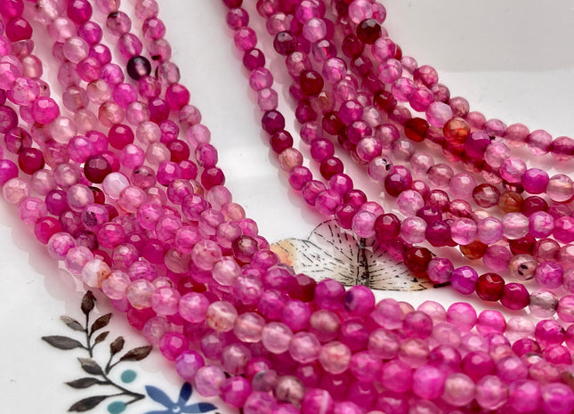 4 mm Faceted Round Multi Pink Agate Gemstone Beads Genuine Agate Gemstone Loose Beads 14 Inches Strand #2743