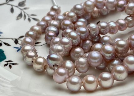 10 mm AAA Half Strand Large Hole Natural Mauve Pink Round Freshwater Pearl Beads 3.0 mm Hole Genuine Freshwater Pearls 22 Beads #P1475