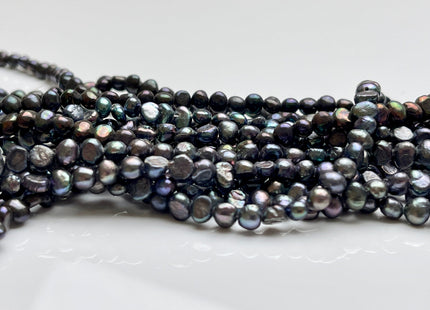 4 mm Peacock Potato Nugget Freshwater Seed Pearls Genuine Very Rare Super Black Peacock Tiny Nugget Pearls #P1908