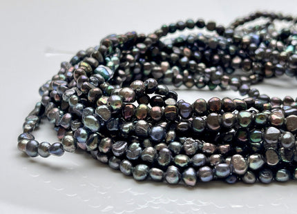4 mm Peacock Potato Nugget Freshwater Seed Pearls Genuine Very Rare Super Black Peacock Tiny Nugget Pearls #P1908