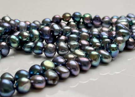 8 mm Rainbow Peacock Color AAAA Potato Nugget Freshwater Pearl Beads Super High Luster And Smooth Genuine Freshwater Pearl 54 Beads #P1912