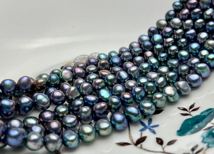 8 mm Rainbow Peacock Color AAAA Potato Nugget Freshwater Pearl Beads Super High Luster And Smooth Genuine Freshwater Pearl 54 Beads #P1912