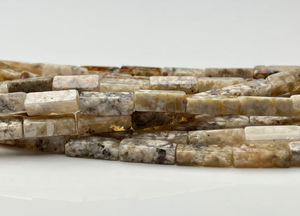 4-5x13 mm Cuboid Tube Shape White Brown Gray Color Spotted Jasper Gemstone Beads Jasper Gemstones Loose Beads 15.5 Inches Strand #3858
