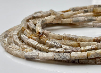 4-5x13 mm Cuboid Tube Shape White Brown Gray Color Spotted Jasper Gemstone Beads Jasper Gemstones Loose Beads 15.5 Inches Strand #3858