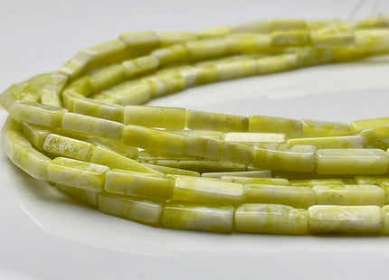 4-5x13 mm Cuboid Tube Shape White and Lemon Yellow Color Agate Gemstone Beads Agate Gemstones Loose Beads 15.5 Inches Strand #3861