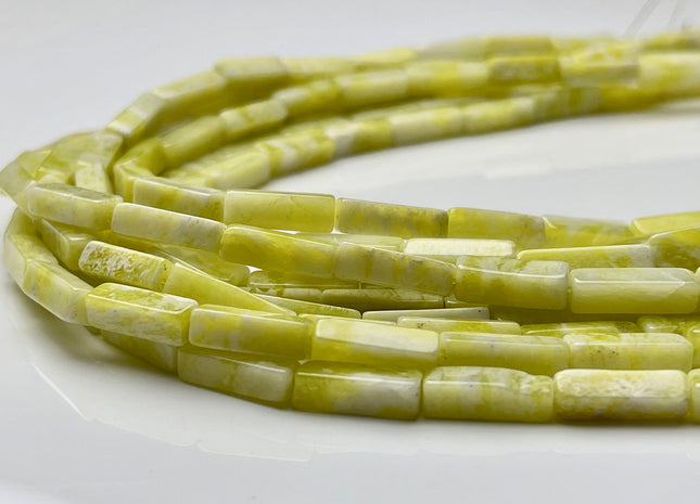 4-5x13 mm Cuboid Tube Shape White and Lemon Yellow Color Agate Gemstone Beads Agate Gemstones Loose Beads 15.5 Inches Strand #3861
