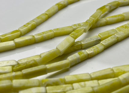 4-5x13 mm Cuboid Tube Shape White and Lemon Yellow Color Agate Gemstone Beads Agate Gemstones Loose Beads 15.5 Inches Strand #3861