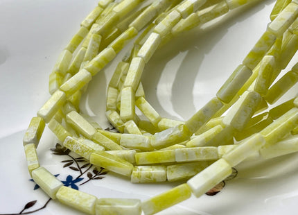 4-5x13 mm Cuboid Tube Shape White and Lemon Yellow Color Agate Gemstone Beads Agate Gemstones Loose Beads 15.5 Inches Strand #3861