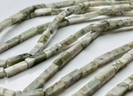 4-5x13 mm Cuboid Tube Shape White and Green Tree Agate Gemstone Beads Agate Gemstones Loose Beads 15.5 Inches Strand #3862