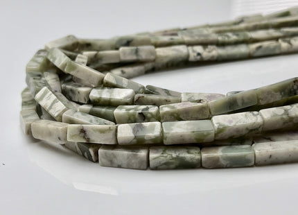4-5x13 mm Cuboid Tube Shape White and Green Tree Agate Gemstone Beads Agate Gemstones Loose Beads 15.5 Inches Strand #3862