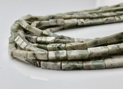 4-5x13 mm Cuboid Tube Shape White and Green Tree Agate Gemstone Beads Agate Gemstones Loose Beads 15.5 Inches Strand #3862
