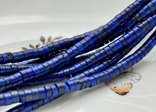 2x4mm Lapis Blue Color Jasper Heishi Rondelle Shape Genuine Natural Jasper Gemstone Loose Beads 15.5 Inches Strand #3865