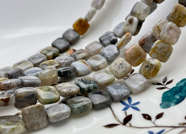 10x10 mm Brown Gray Color Desert Jasper Flat Square Shape Genuine Natural Desert Jasper Gemstone Loose Beads #3863