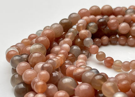 6mm 8mm 10mm AAA Smooth Round Peach Gray Color Moonstone Gemstone Beads Genuine Natural Moonstone High Polished Beads #3869