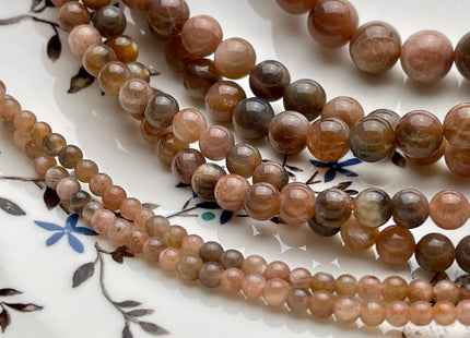 4mm 6mm 8mm 10mm AAA Smooth Round Peach Black Gray Color Sunstone Gemstone Beads Genuine Natural Sunstone High Polished Beads #3870