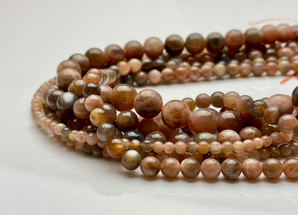 4mm 6mm 8mm 10mm AAA Smooth Round Peach Black Gray Color Sunstone Gemstone Beads Genuine Natural Sunstone High Polished Beads #3870