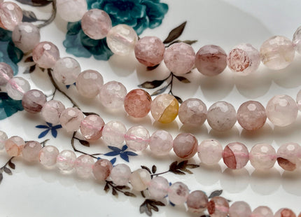 6mm 8mm 10mm 12mm AAA Faceted Round Pink Quartz Gemstone Beads Natural Multi Pink Color Quartz Gemstone Loose Beads #3871
