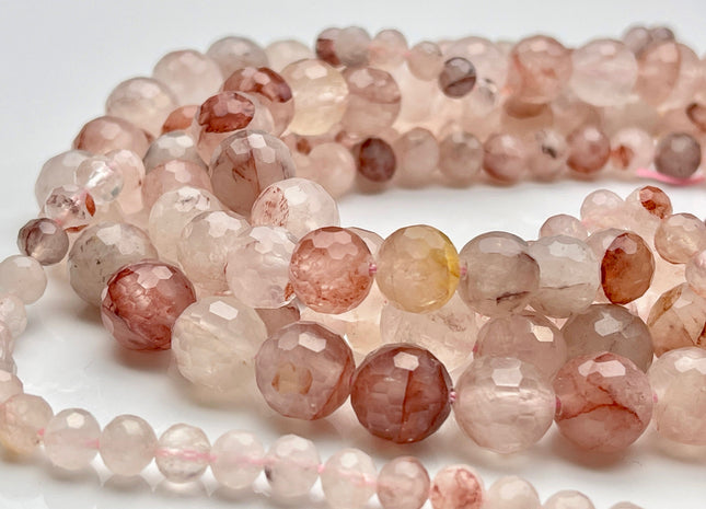 6mm 8mm 10mm 12mm AAA Faceted Round Pink Quartz Gemstone Beads Natural Multi Pink Color Quartz Gemstone Loose Beads #3871