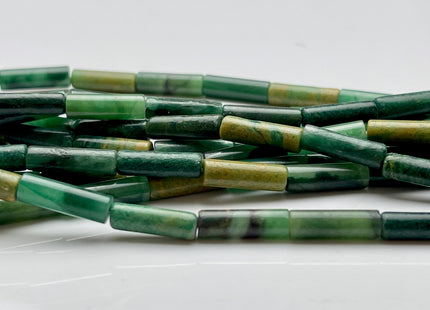 4x13-14 mm Tube Shape Natural Multi Green African Jade Gemstone Beads Genuine African Jade Gemstones Loose Beads 15.5 Inches Strand #3873