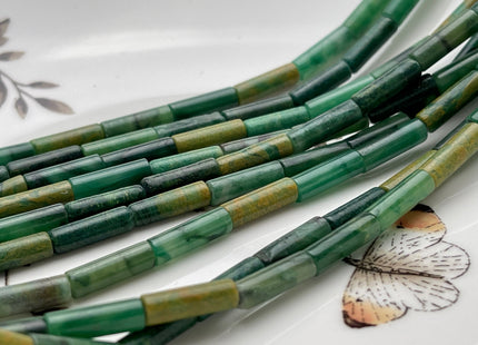 4x13-14 mm Tube Shape Natural Multi Green African Jade Gemstone Beads Genuine African Jade Gemstones Loose Beads 15.5 Inches Strand #3873