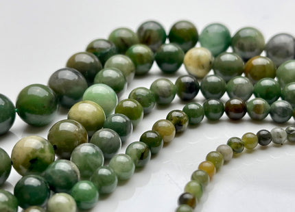 4mm 6mm 8mm 10mm 12mm Natural Smooth Round Mongolian Jade Gemstone Beads Green Color Rare Multi Green Jade High Polished Loose Beads #3875