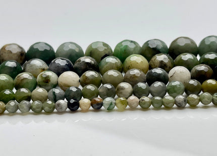 4mm 6mm 8mm 10mm 12mm Natural Faceted Round Mongolian Jade Gemstone Beads Green Color Rare Multi Green Mongolian Jade Loose Beads #3877